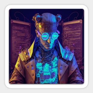 Steampunk Coder - V4 - A fusion of old and new technology Sticker